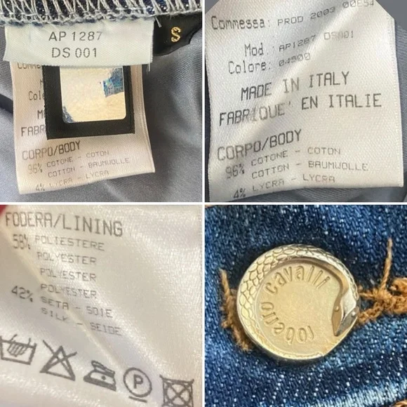 Y2K Roberto Cavalli RARE Metallic Embroidered Floral Print Vintage Denim Jeans